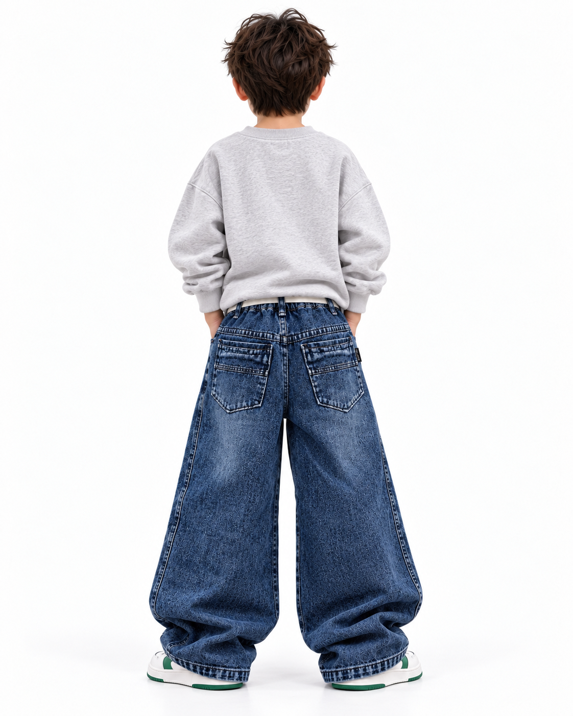 Adventure Script Wide Jeans model back
