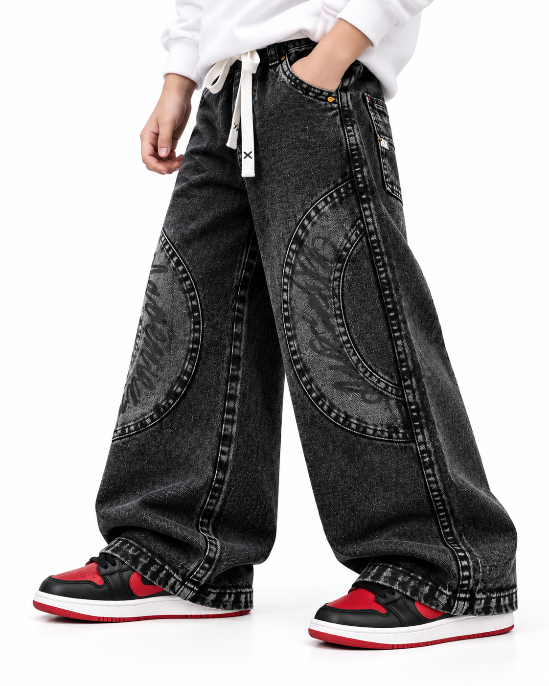Black Adventure Script Jeans side