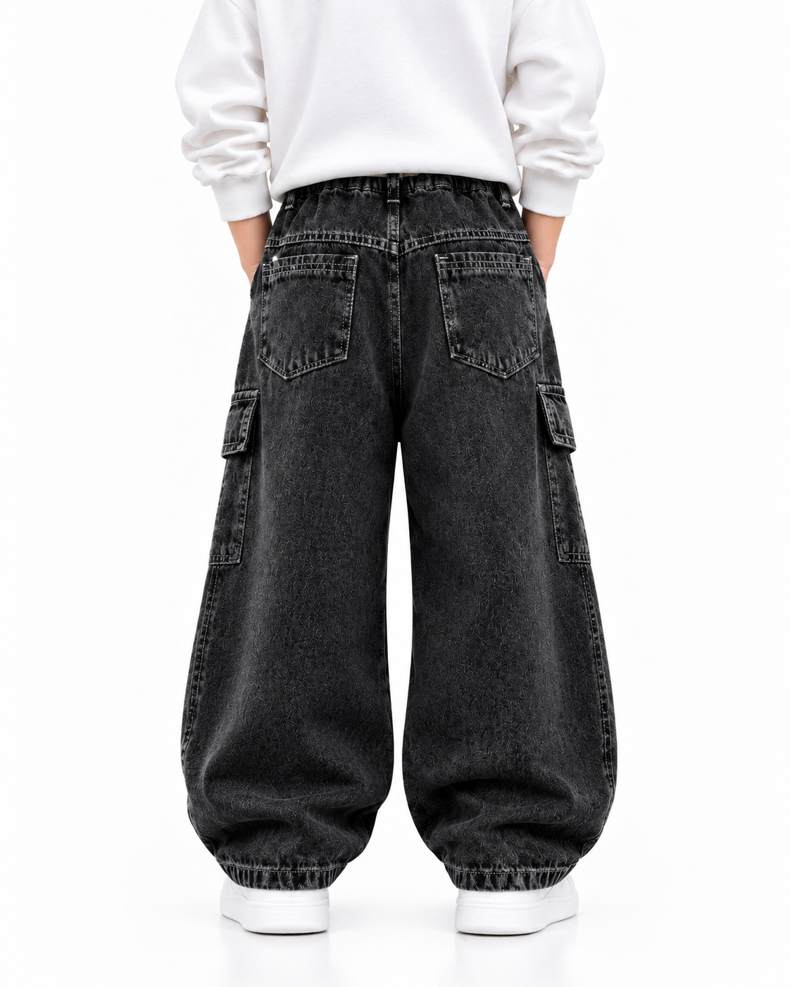 Charcoal Balloon Cargo Jeans side