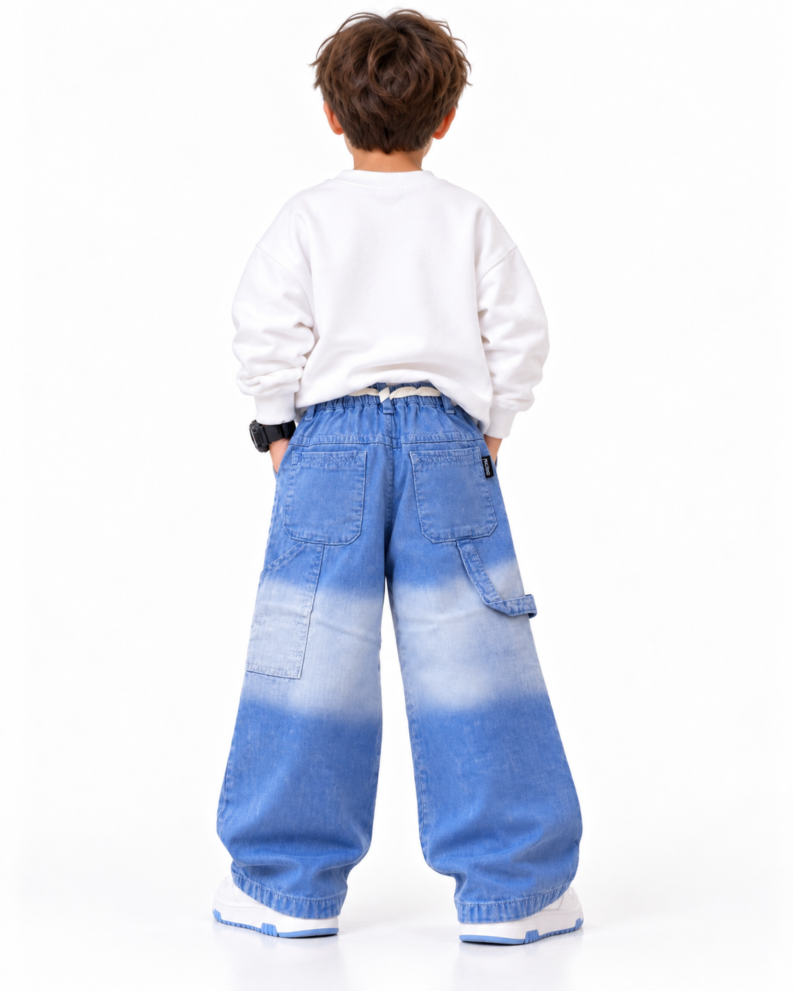 Bleached Blue Carpenter Jeans model back