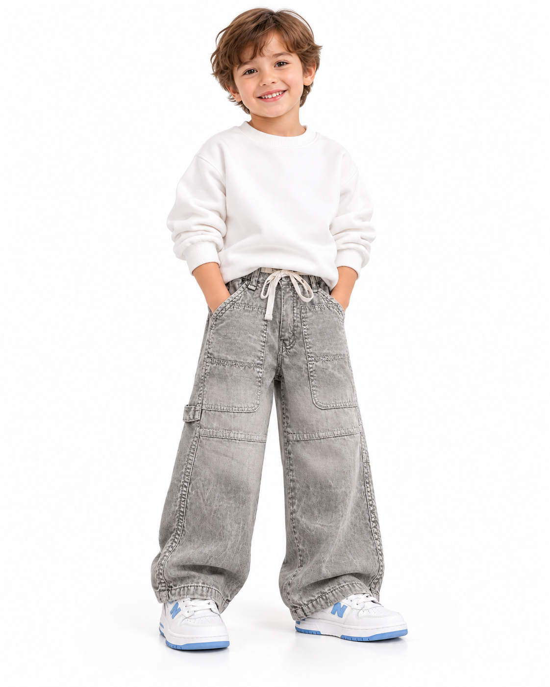 Stone Grey Carpenter Jeans model front