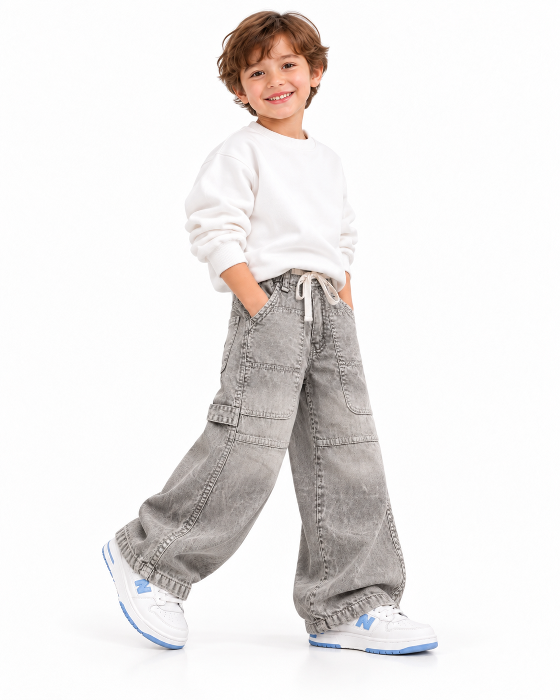 Stone Grey Carpenter Jeans model side