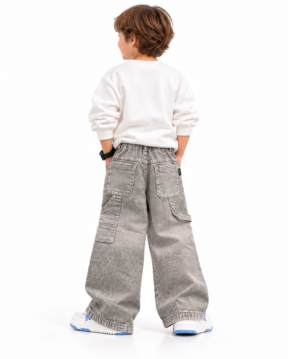 Stone Grey Carpenter Jeans model back