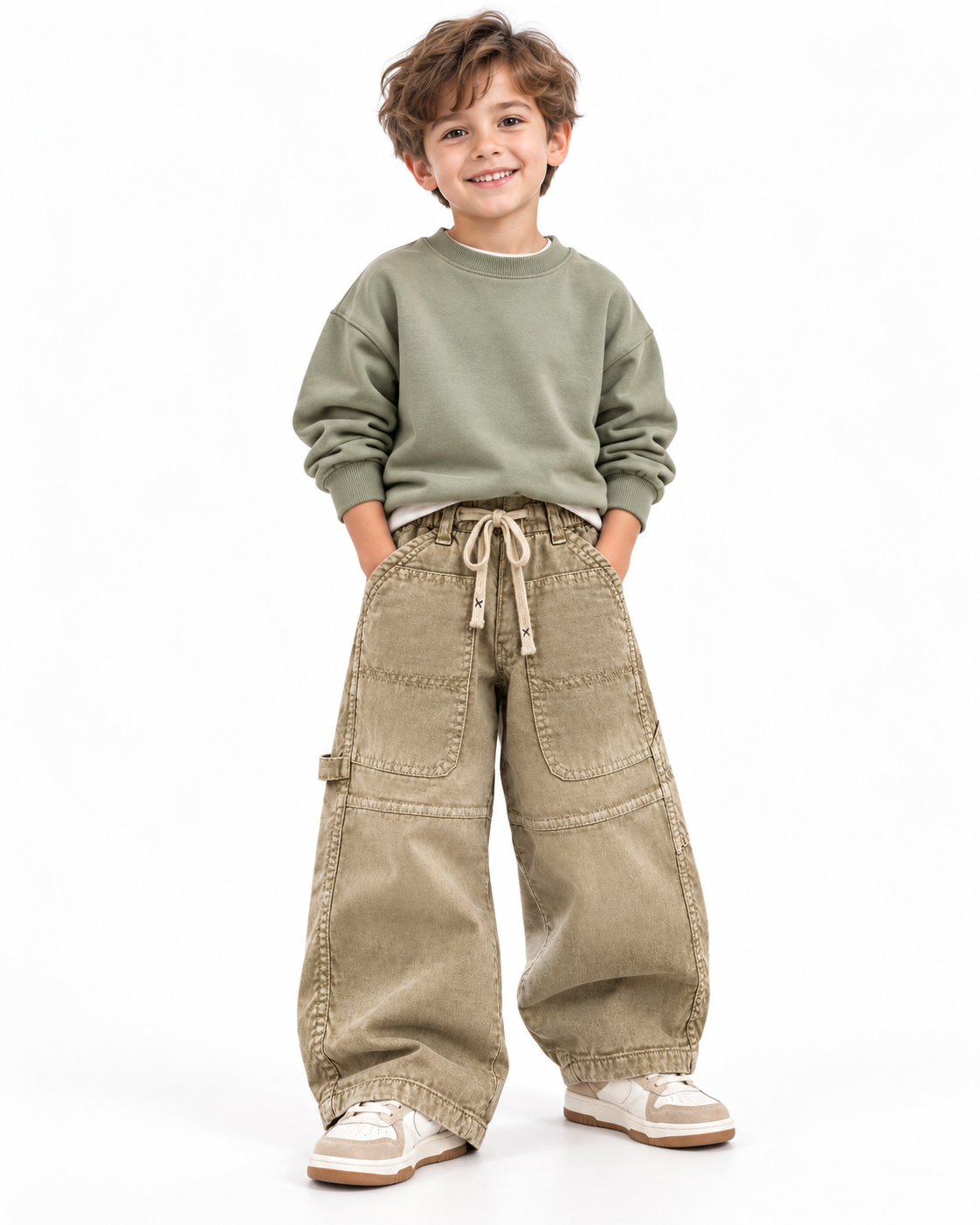 Khaki Carpenter Jeans model front
